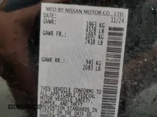 2025 Nissan Altima SV with VIN 1N4BL4DV1SN344137, listed as a Copart auction lot 54478405 with 11,118 mi miles and Clean Title. Bid and sale history available at DreamBid. Image 12.