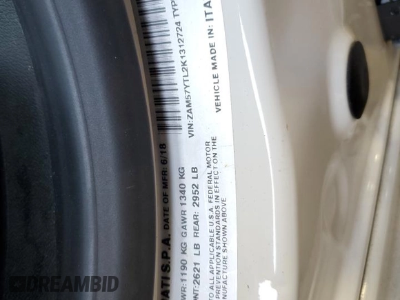 2019 Maserati Ghibli S Q4 GranLusso with VIN ZAM57YTL2K1312724, listed as a Copart auction lot 55137814 with 44,663 mi miles and Salvage Title. Bid and sale history available at carsss.com. Image 12.
