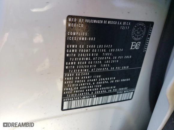 2018 Volkswagen Tiguan SEL Premium with VIN 3VV4B7AX7JM087184, listed as a Copart auction lot 49689245 with 133,942 mi miles and Salvage Title. Bid and sale history available at carsss.com. Image 13.