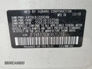 2019 Subaru WRX Premium с VIN JF1VA1C60K9820219, выставлен на аукционе Copart как лот 52358385 с пробегом 53 740 миль миль и На запчасти • Non repairable. История ставок и продаж доступна на DreamBid. Изображение 12.