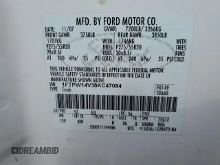 2008 Ford F-150 XLT with VIN 1FTPW14V38KC47084, listed as a Copart auction lot 49408145 with 106,547 mi miles and Salvage Title. Bid and sale history available at carsss.com. Image 14.