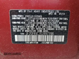 2013 Subaru Crosstrek Premium with VIN JF2GPAVC2D2897398, listed as a Copart auction lot 61415965 with 187,792 mi miles and Clean title. Bid and sale history available at DreamBid. Image 13.