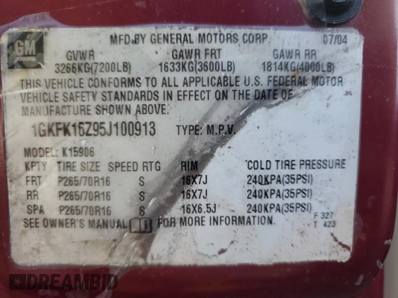 2005 GMC Yukon XL SLT with VIN 1GKFK16Z95J100913, listed as a Copart auction lot 51825525 with Not Provided miles and Salvage Title. Bid and sale history available at carsss.com. Image 13.
