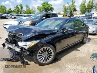 2018 Genesis G90 5.0L Ultimate with VIN KMHG54JH9JU042183, listed as a Copart auction lot 55132764 with 33,969 mi miles and Salvage Title. Bid and sale history available at carsss.com. Image 1.