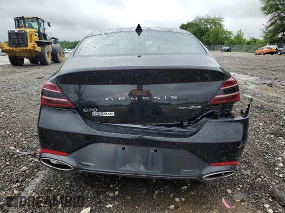 2022 Genesis G70 3.3T with VIN KMTG54TE9NU098610, listed as a Copart auction lot 59743295 with 42,025 mi miles and Salvage title. Bid and sale history available at DreamBid. Image 6.