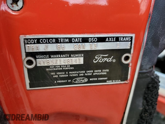 1964 Ford Thunderbird with VIN 4Y85Z148141, listed as a Copart auction lot 73769444 with 3,631 mi miles and Salvage Title. Bid and sale history available at DreamBid. Image 13.