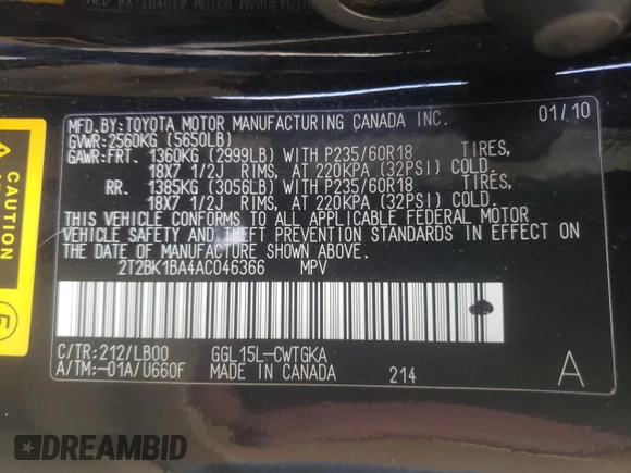 2010 Lexus RX 350 z VIN 2T2BK1BA4AC046366, wystawiony jako Copart lot #52032445 z przebiegiem 112 054 mil mil oraz Szkoda całkowita • Salvage title. Historia ofert i sprzedaży dostępna na DreamBid. Obrazek 16.