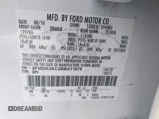 2011 Ford Edge Limited with VIN 2FMDK3KC2BBA11678, listed as a IAAI auction lot 41045879 with 315,396 mi miles. Bid and sale history available at carsss.com. Image 9.
