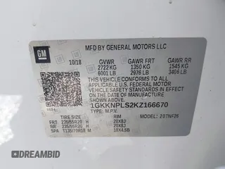 2019 GMC Acadia Denali with VIN 1GKKNPLS2KZ166670, listed as a IAAI auction lot 41673866 with 79,723 mi miles and . Bid and sale history available at carsss.com. Image 9.