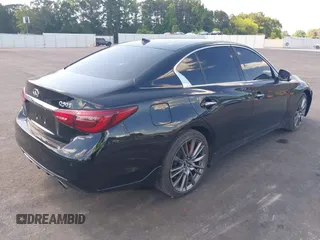 2018 Infiniti Q50 Red Sport 400 with VIN JN1FV7APXJM461106, listed as a IAAI auction lot 42347610 with 40,464 mi miles and . Bid and sale history available at DreamBid. Image 4.