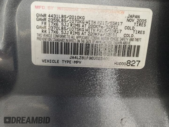 2006 Mitsubishi Outlander z VIN JA4LZ81F96U025401, wystawiony jako Copart lot #78197014 z przebiegiem Nie podano mil oraz Szkoda całkowita • Salvage title. Historia ofert i sprzedaży dostępna na DreamBid. Obrazek 13.