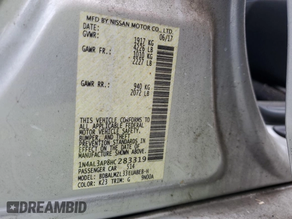 2017 Nissan Altima SV z VIN 1N4AL3AP8HC283319, wystawiony jako Copart lot #57841495 z przebiegiem 50 214 mil mil oraz Szkoda całkowita • Salvage title. Historia ofert i sprzedaży dostępna na DreamBid. Obrazek 12.