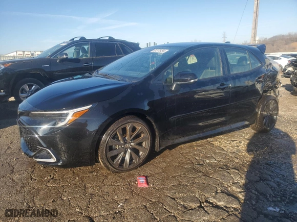 2025 Toyota Corolla Hatchback XSE with VIN JTNC4MBE0S3233343, listed as a Copart auction lot 81375494 with 1,596 mi miles and Salvage Title. Bid and sale history available at carsss.com. Image 1.