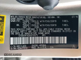 2016 Toyota Highlander Hybrid Limited with VIN 5TDDCRFH2GS019375, listed as a Copart auction lot 40628194 with 76,003 mi miles. Bid and sale history available at carsss.com. Image 16.