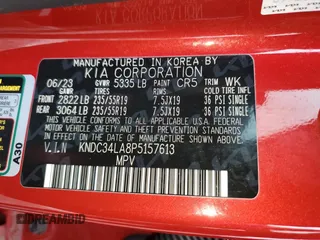 2023 Kia EV6 Wind with VIN KNDC34LA8P5157613, listed as a Copart auction lot 52964595 with 46,550 mi miles and Clean Title. Bid and sale history available at carsss.com. Image 13.