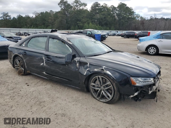 2017 Audi A8 Sport with VIN WAU43AFD4HN005979, listed as a Copart auction lot 48757375 with 148,350 mi miles and Salvage Title. Bid and sale history available at DreamBid. Image 4.