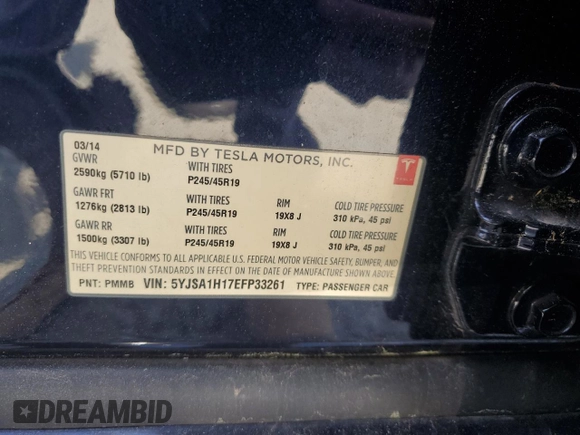 2014 Tesla Model S 60 z VIN 5YJSA1H17EFP33261, wystawiony jako Copart lot #58804465 z przebiegiem 147 583 mil mil oraz Czysty tytuł • Clean title. Historia ofert i sprzedaży dostępna na DreamBid. Obrazek 14.