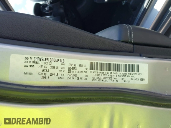2013 Dodge Durango Citadel with VIN 1C4RDHEG0DC571833, listed as a IAAI auction lot 42736033 with 110,808 mi miles and . Bid and sale history available at DreamBid. Image 9.