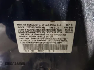 2014 Acura MDX Tech Pkg with VIN 5FRYD4H46EB048809, listed as a IAAI auction lot 41573811 with 199,888 mi miles. Bid and sale history available at carsss.com. Image 9.