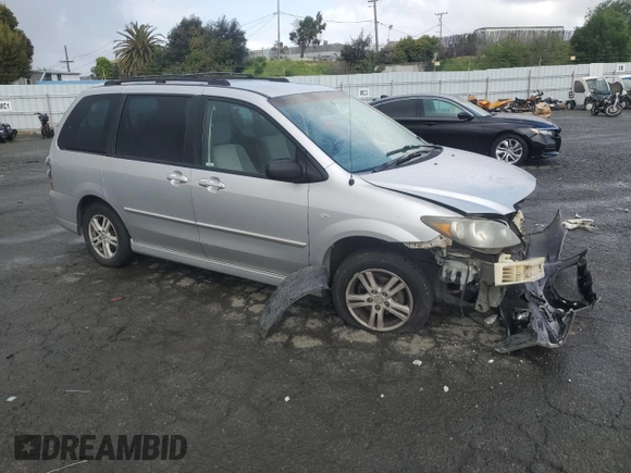 2004 Mazda MPV LX with VIN JM3LW28A840523283, listed as a Copart auction lot 51441785 with 215,235 mi miles and Salvage title. Bid and sale history available at DreamBid. Image 4.