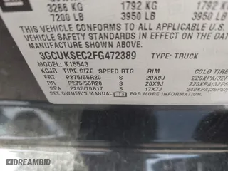 2015 Chevrolet Silverado 1500 LTZ with VIN 3GCUKSEC2FG472389, listed as a IAAI auction lot 41774325 with 1 mi miles. Bid and sale history available at carsss.com. Image 9.