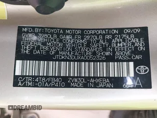 2010 Toyota Prius II with VIN JTDKN3DUXA0052326, listed as a IAAI auction lot 42030858 with 183,046 mi miles and . Bid and sale history available at carsss.com. Image 9.