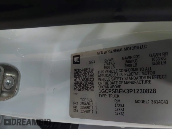 2023 Chevrolet Colorado 2WD Work Truck with VIN 1GCPSBEK3P1230828, listed as a IAAI auction lot 42211557 with 35,153 mi miles and . Bid and sale history available at DreamBid. Image 9.