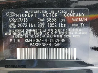 2013 Hyundai Veloster Turbo z VIN KMHTC6AE7DU152689, wystawiony jako Copart lot #51569125 z przebiegiem 102 152 mil mil oraz Szkoda całkowita • Salvage title. Historia ofert i sprzedaży dostępna na DreamBid. Obrazek 13.