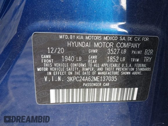 2021 Hyundai Accent SE with VIN 3KPC24A62ME137035, listed as a IAAI auction lot 41689023 with 66,539 mi miles and . Bid and sale history available at DreamBid. Image 9.
