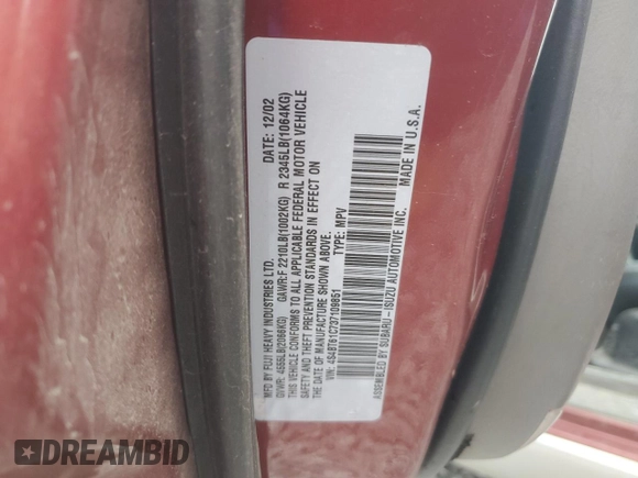 2003 Subaru Baja with VIN 4S4BT61C737109851, listed as a Copart auction lot 51090595 with 194,579 mi miles and Salvage Title. Bid and sale history available at DreamBid. Image 12.