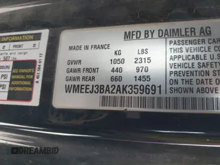 2010 Smart fortwo Pure with VIN WMEEJ3BA2AK359691, listed as a IAAI auction lot 42449986 with 110,395 mi miles and . Bid and sale history available at DreamBid. Image 9.