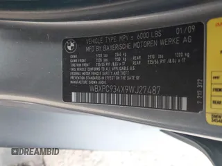 2009 BMW X3 xDrive30i with VIN WBXPC934X9WJ27487, listed as a IAAI auction lot 41677621 with 191,102 mi miles. Bid and sale history available at carsss.com. Image 9.
