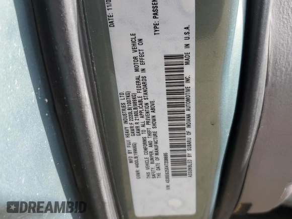 2004 Subaru Legacy Sedan (Natl) L with VIN 4S3BE625X47208695, listed as a Copart auction lot 52454665 with 161,122 mi miles and Salvage Title. Bid and sale history available at carsss.com. Image 12.