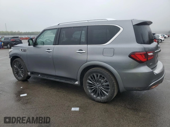 2021 Infiniti QX80 Luxe with VIN JN8AZ2AE3M9267803, listed as a Copart auction lot 55650725 with 55,544 mi miles and Salvage Title. Bid and sale history available at DreamBid. Image 2.
