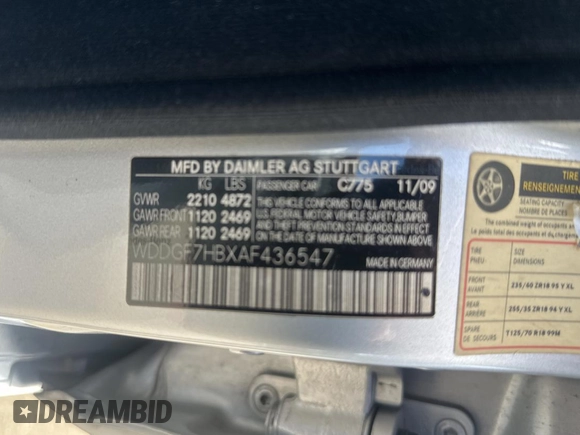 2010 Mercedes-Benz C C 63 AMG with VIN WDDGF7HBXAF436547, listed as a Copart auction lot 55617955 with 150,366 mi miles and Clean Title. Bid and sale history available at carsss.com. Image 10.