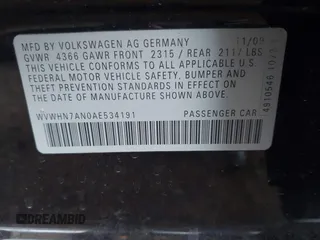 2010 Volkswagen CC Lux Plus z VIN WVWHN7AN0AE534191, wystawiony jako IAAI lot #42239700 z przebiegiem 93 287 mil mil oraz . Historia ofert i sprzedaży dostępna na DreamBid. Obrazek 9.
