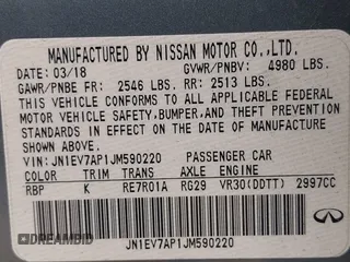2018 Infiniti Q50 3.0t LUXE with VIN JN1EV7AP1JM590220, listed as a IAAI auction lot 42049026 with 88,985 mi miles. Bid and sale history available at carsss.com. Image 9.