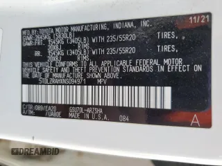 2022 Toyota Highlander XSE z VIN 5TDLZRAHXNS094971, wystawiony jako Copart lot #42645505 z przebiegiem 116 021 mil mil oraz Szkoda całkowita • Salvage title. Historia ofert i sprzedaży dostępna na DreamBid. Obrazek 13.