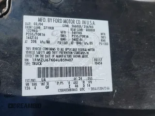 2004 Ford Explorer Sport Trac XLS z VIN 1FMZU67K04UB59407, wystawiony jako IAAI lot #41849511 z przebiegiem 235 858 mil mil oraz . Historia ofert i sprzedaży dostępna na DreamBid. Obrazek 9.