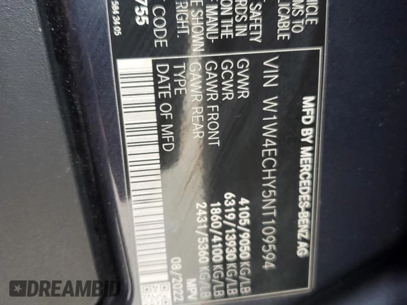 2022 Mercedes-Benz Sprinter Cargo with VIN W1W4ECHY5NT109594, listed as a Copart auction lot 86389144 with 148,413 mi miles and Clean Title. Bid and sale history available at carsss.com. Image 13.