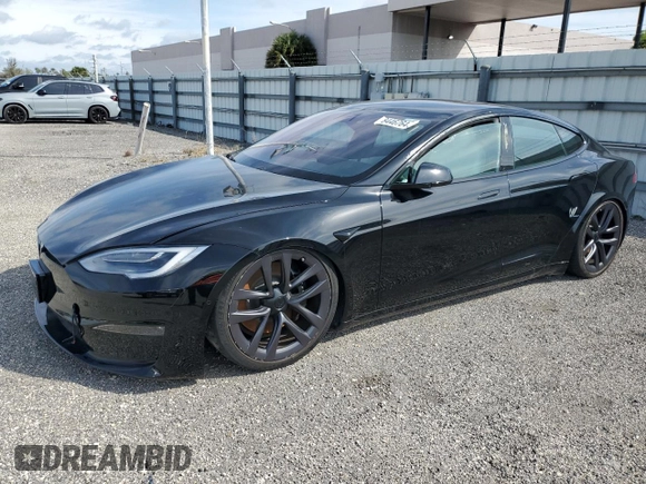 2022 Tesla Model S Plaid z VIN 5YJSA1E64NF461218, wystawiony jako Copart lot #84467644 z przebiegiem Nie podano mil oraz Szkoda całkowita • Salvage title. Historia ofert i sprzedaży dostępna na DreamBid. Obrazek 1.