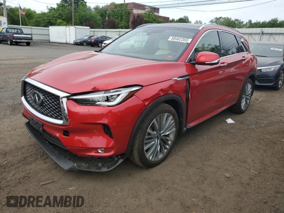 2023 Infiniti QX50 Autograph with VIN 3PCAJ5DB6PF103025, listed as a Copart auction lot 58462355 with 9,100 mi miles and Salvage title. Bid and sale history available at DreamBid. Image 1.