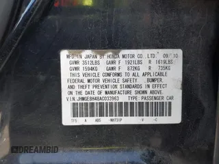 2010 Honda Fit Sport with VIN JHMGE8H48AC033963, listed as a IAAI auction lot 42369577 with 75,429 mi miles and . Bid and sale history available at DreamBid. Image 9.