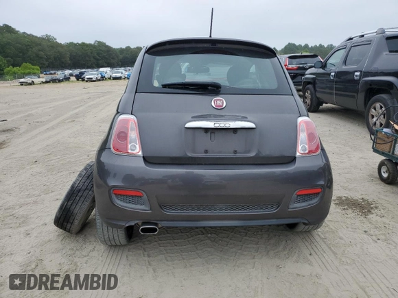 2015 FIAT 500 Sport with VIN 3C3CFFBR0FT755871, listed as a Copart auction lot 62342105 with 76,514 mi miles and Salvage title. Bid and sale history available at DreamBid. Image 6.
