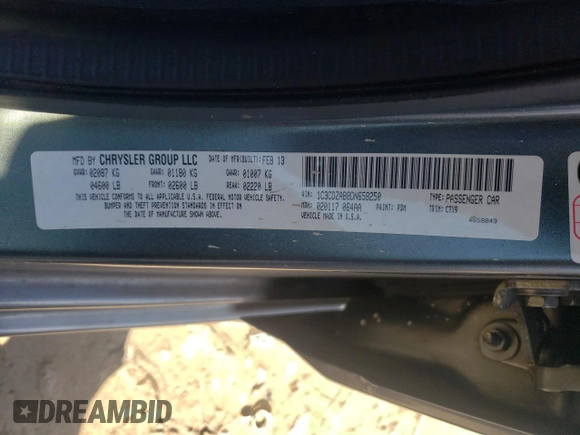 2013 Dodge Avenger with VIN 1C3CDZAB8DN658250, listed as a Copart auction lot 43422505 with 131,862 mi miles and Salvage Title. Bid and sale history available at DreamBid. Image 13.