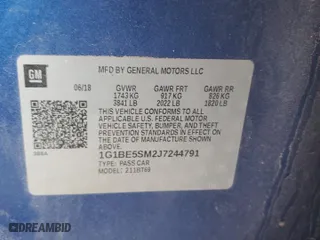 2018 Chevrolet Cruze LT with VIN 1G1BE5SM2J7244791, listed as a Copart auction lot 47471205 with 119,618 mi miles and Salvage Title. Bid and sale history available at carsss.com. Image 12.