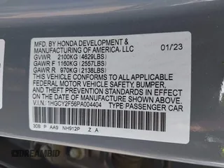 2023 Honda Accord Sport with VIN 1HGCY2F56PA004404, listed as a IAAI auction lot 41901660 with 45,902 mi miles and . Bid and sale history available at DreamBid. Image 9.