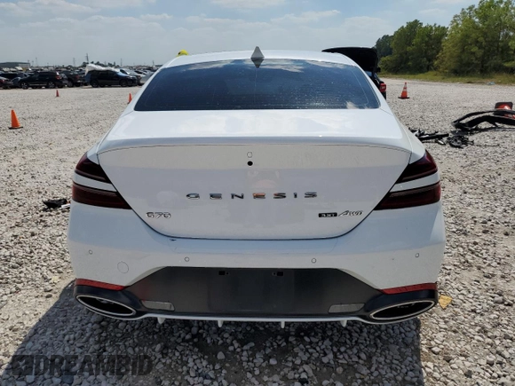2023 Genesis G70 3.3T with VIN KMTG54TE7PU117917, listed as a Copart auction lot 73748604 with 33,688 mi miles and Clean Title. Bid and sale history available at DreamBid. Image 6.