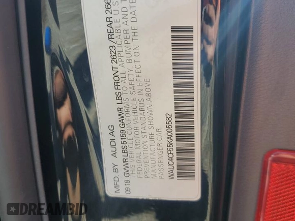 2019 Audi S5 Sportback Prestige z VIN WAUC4CF55KA005582, wystawiony jako Copart lot #47088405 z przebiegiem 32 074 mil mil oraz Szkoda całkowita • Salvage title. Historia ofert i sprzedaży dostępna na DreamBid. Obrazek 12.