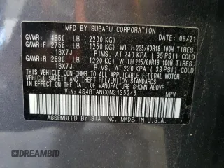 2022 Subaru Outback Limited with VIN 4S4BTANC0N3135246, listed as a Copart auction lot 63463585 with 45,611 mi miles and Salvage title. Bid and sale history available at DreamBid. Image 14.